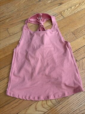 Women's Pink Halter Tank with Knotted Back Detail